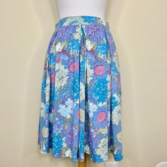 LuLaRoe Dresses & Skirts - LuLaRoe Madison Blue Floral A-Line Pleated Skirt